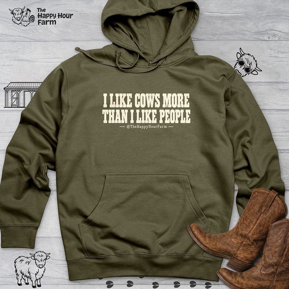 I Like Cows More Than People Hooded Sweatshirt