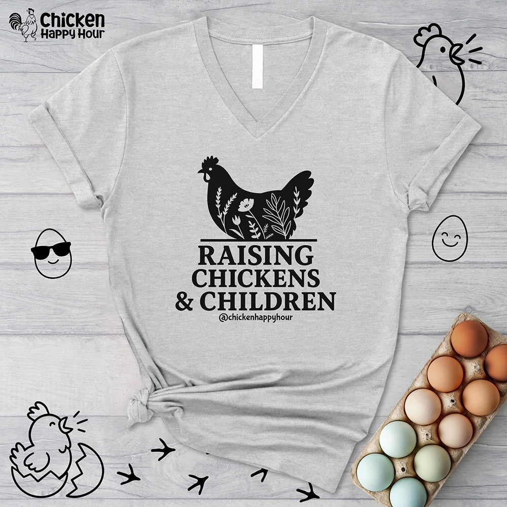 Raising Chickens & Children V-Neck Tee