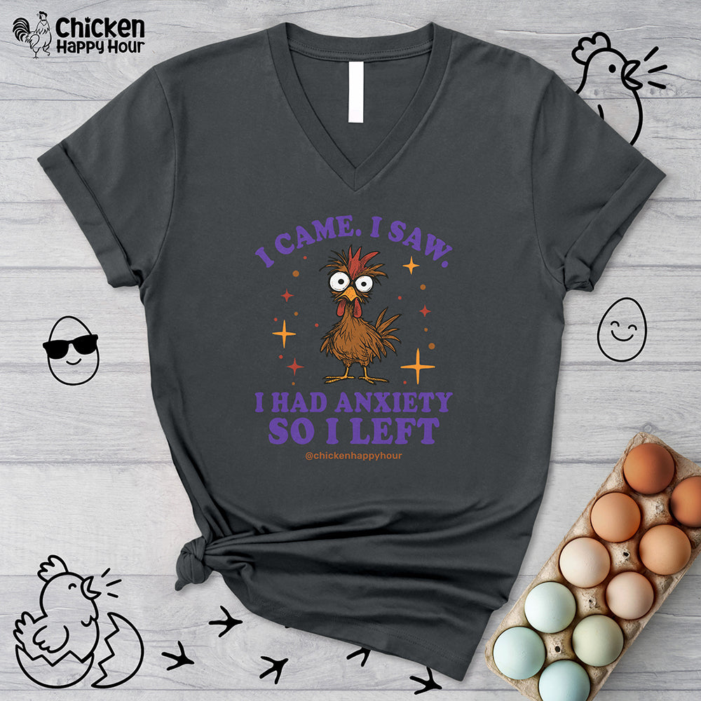 I Came I Saw I Had Anxiety I Left V-Neck Tee