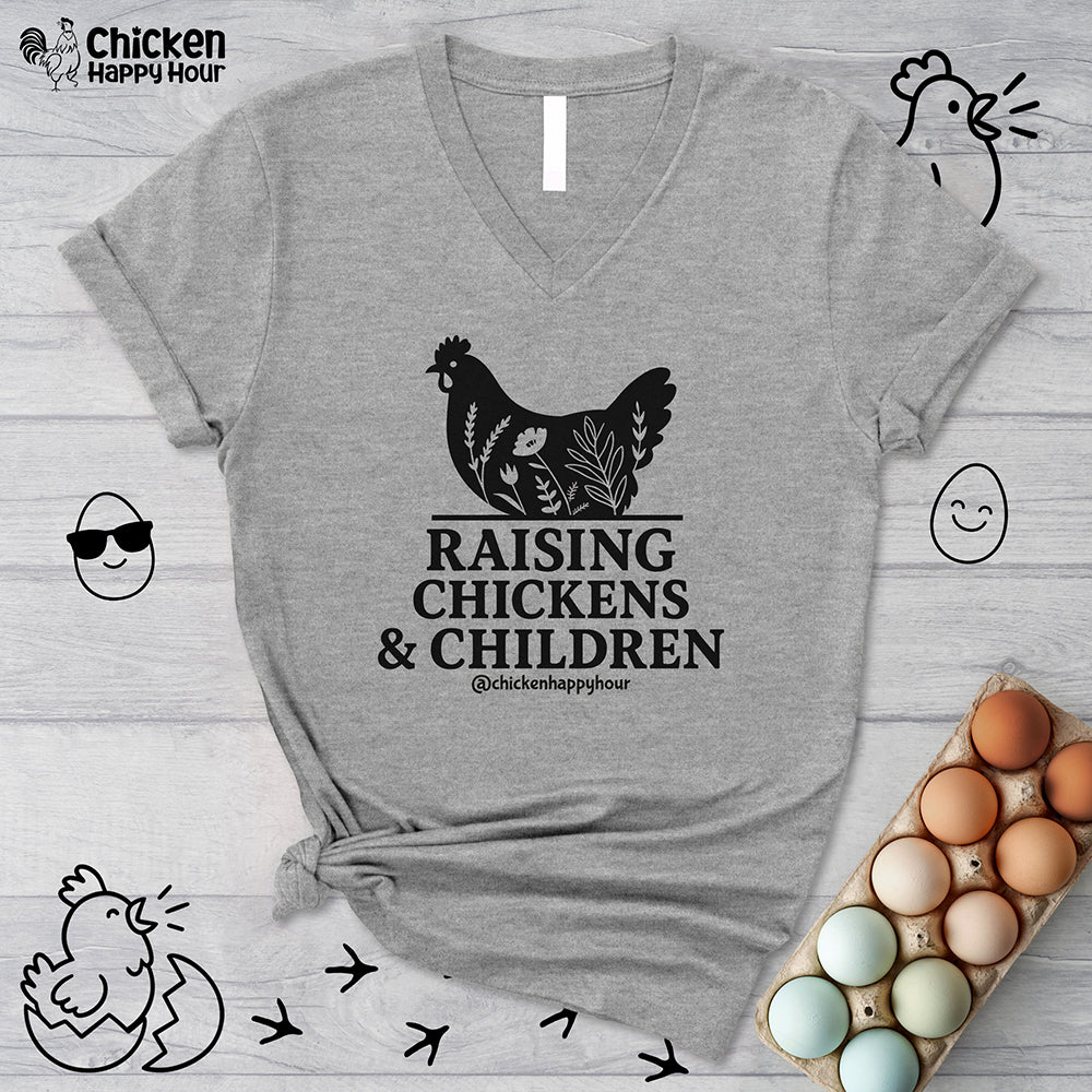 Raising Chickens & Children V-Neck Tee