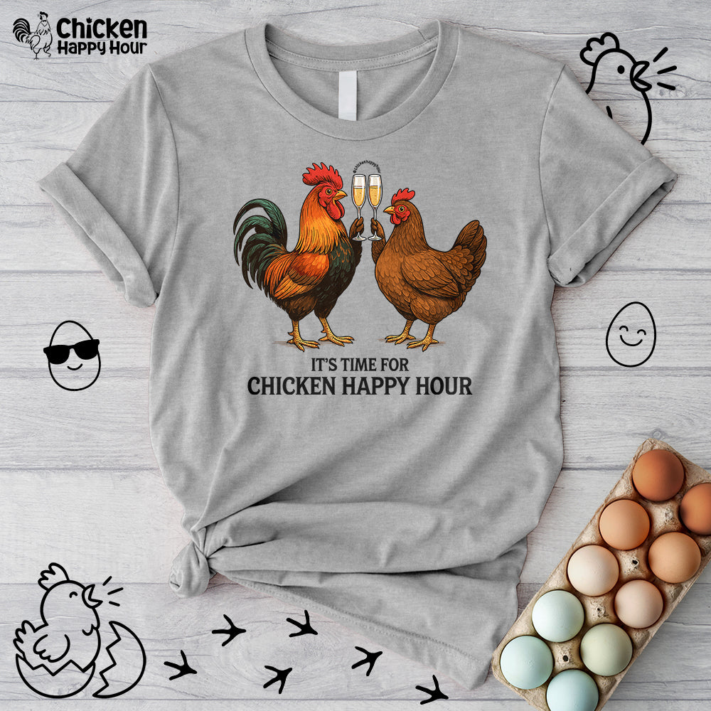 It’s Time for Chicken Happy Hour With Rooster and Hen Unisex Tee