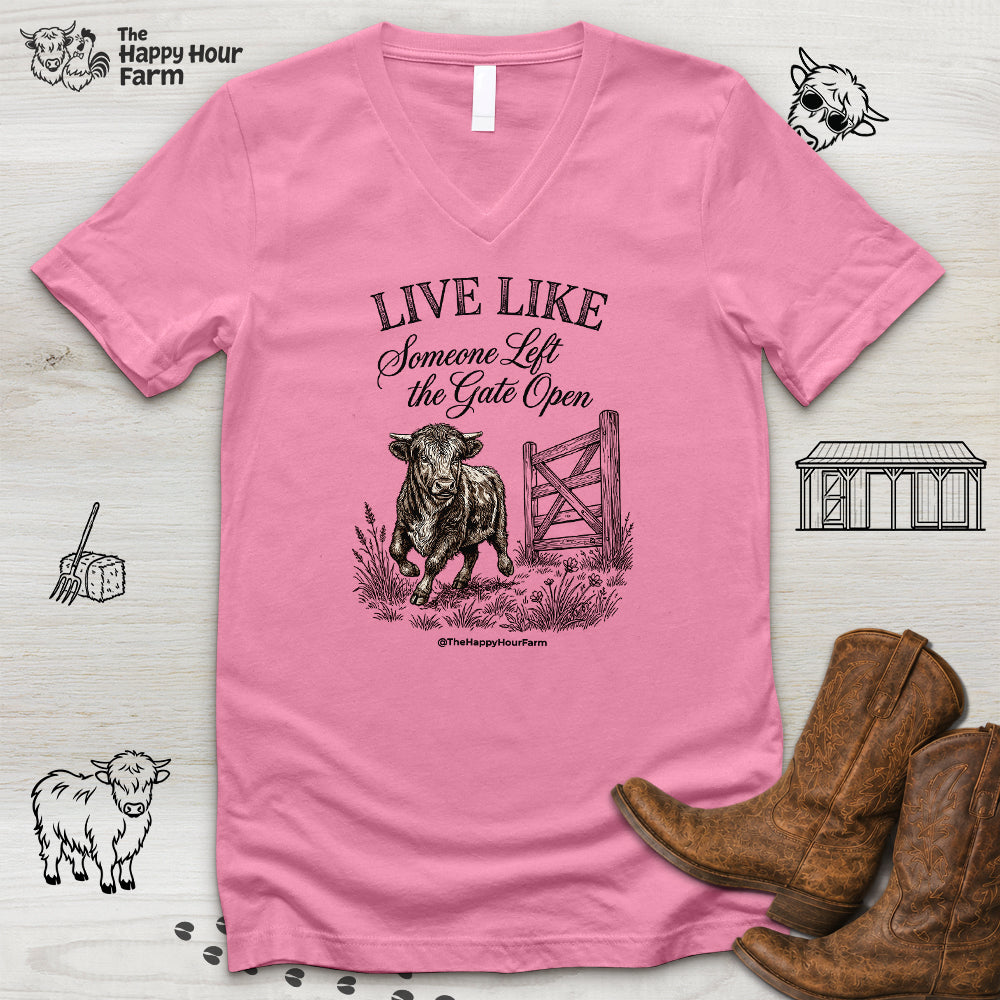 Live Like Someone Left the Gate Open V-Neck Tee
