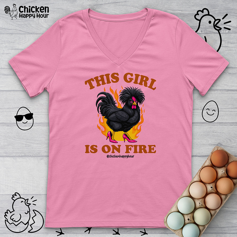 This Girl Is on Fire V-Neck Tee