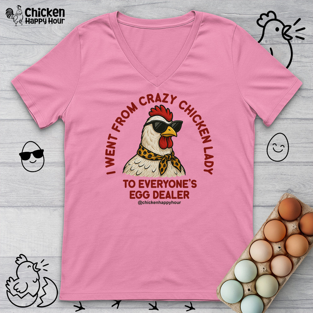 Went From Crazy Chicken Lady V-Neck Tee