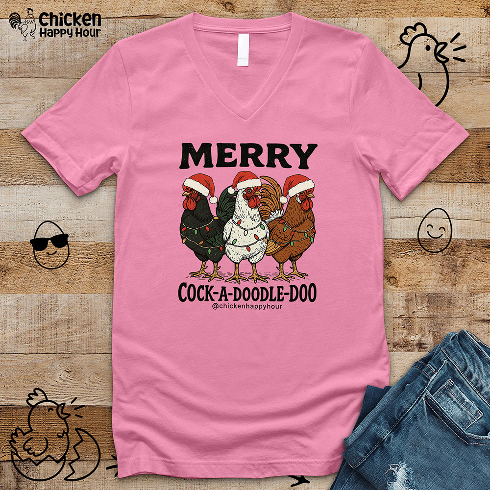 Merry Cock a Doodle Doo V-Neck Tee