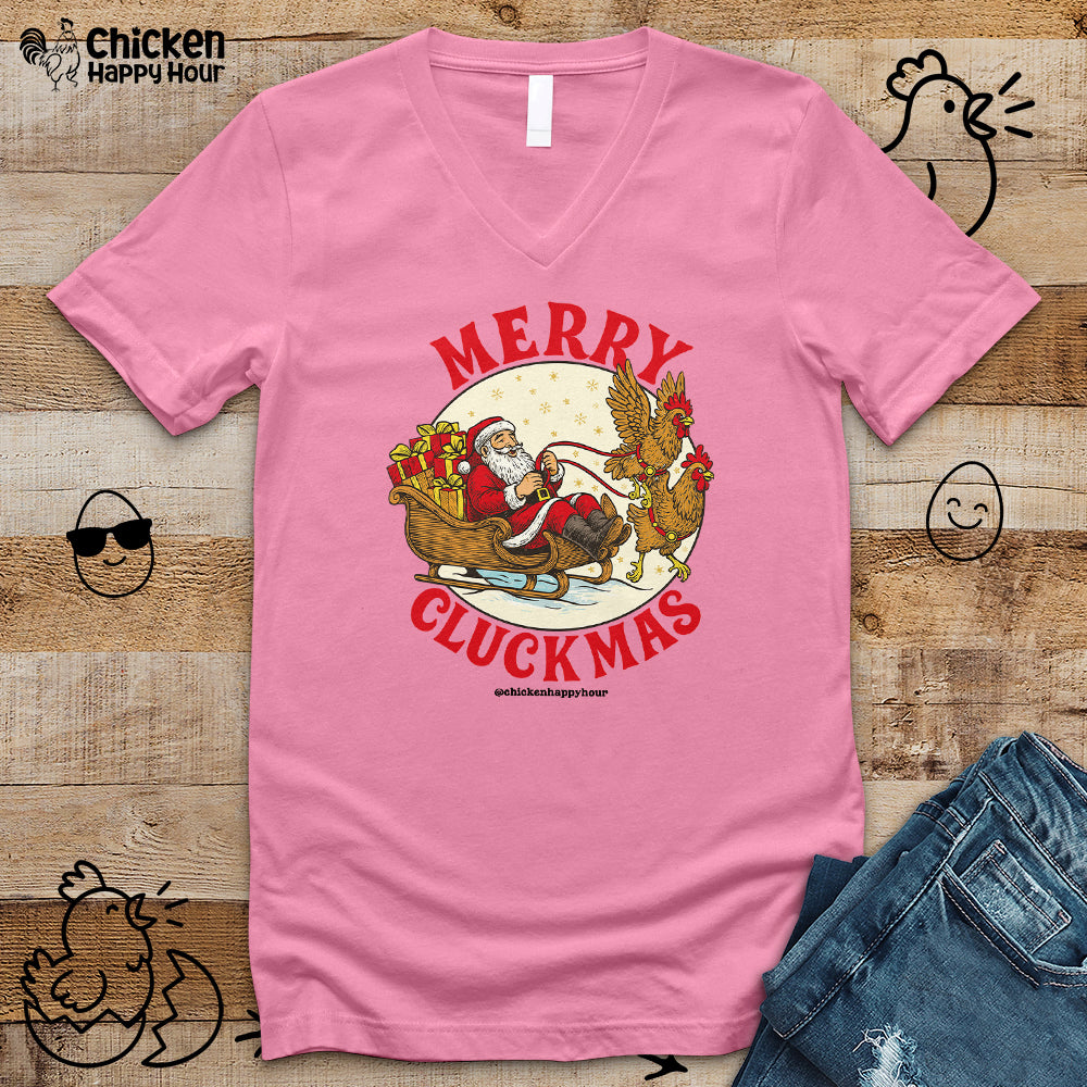 Merry Cluckmus V-Neck Tee