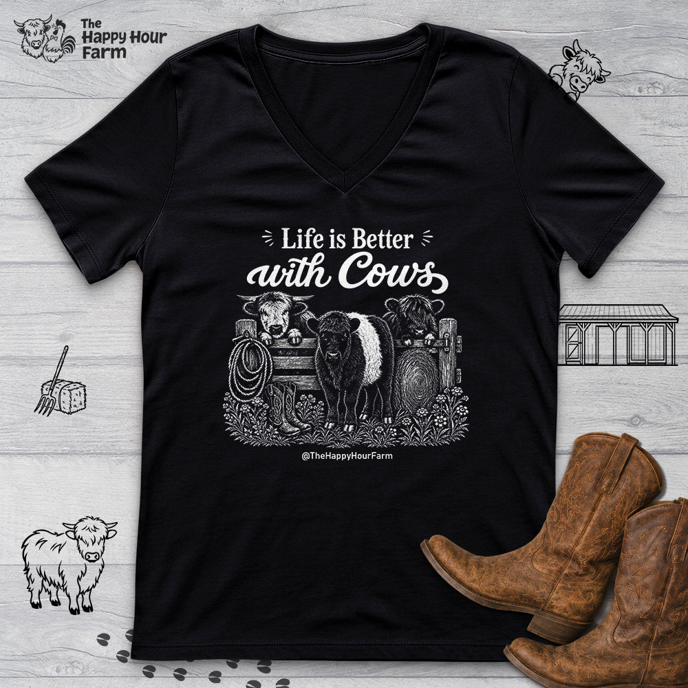 Life is Better with Cows V-Neck Tee