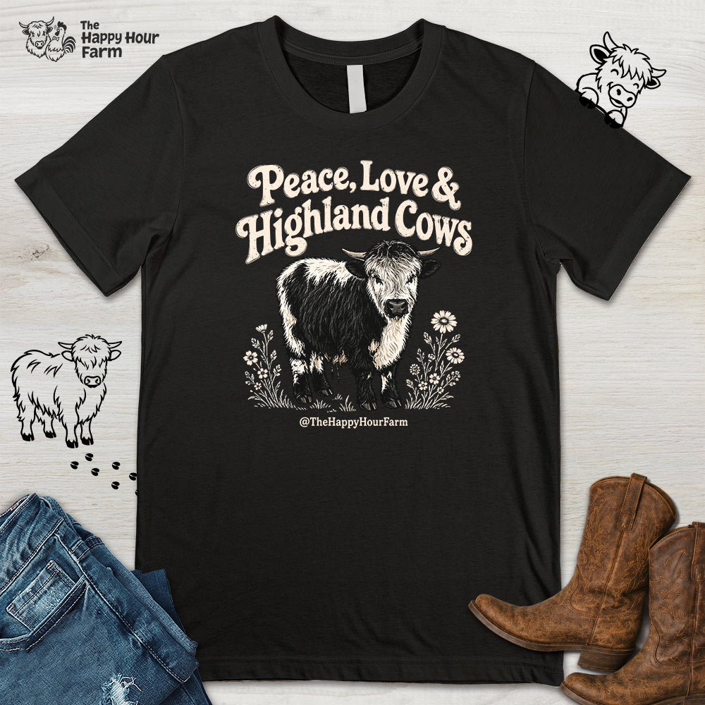Peace, Love & Highland Cows Unisex Tee