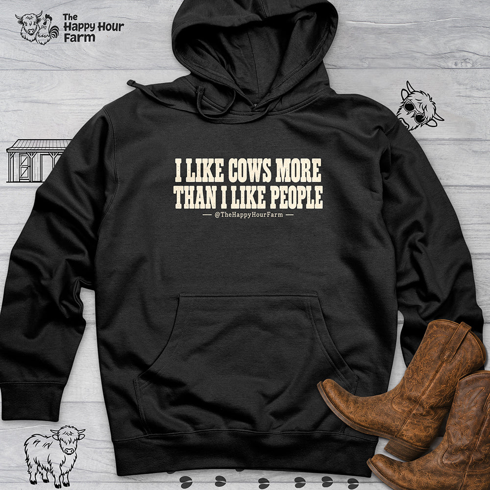 I Like Cows More Than People Hooded Sweatshirt
