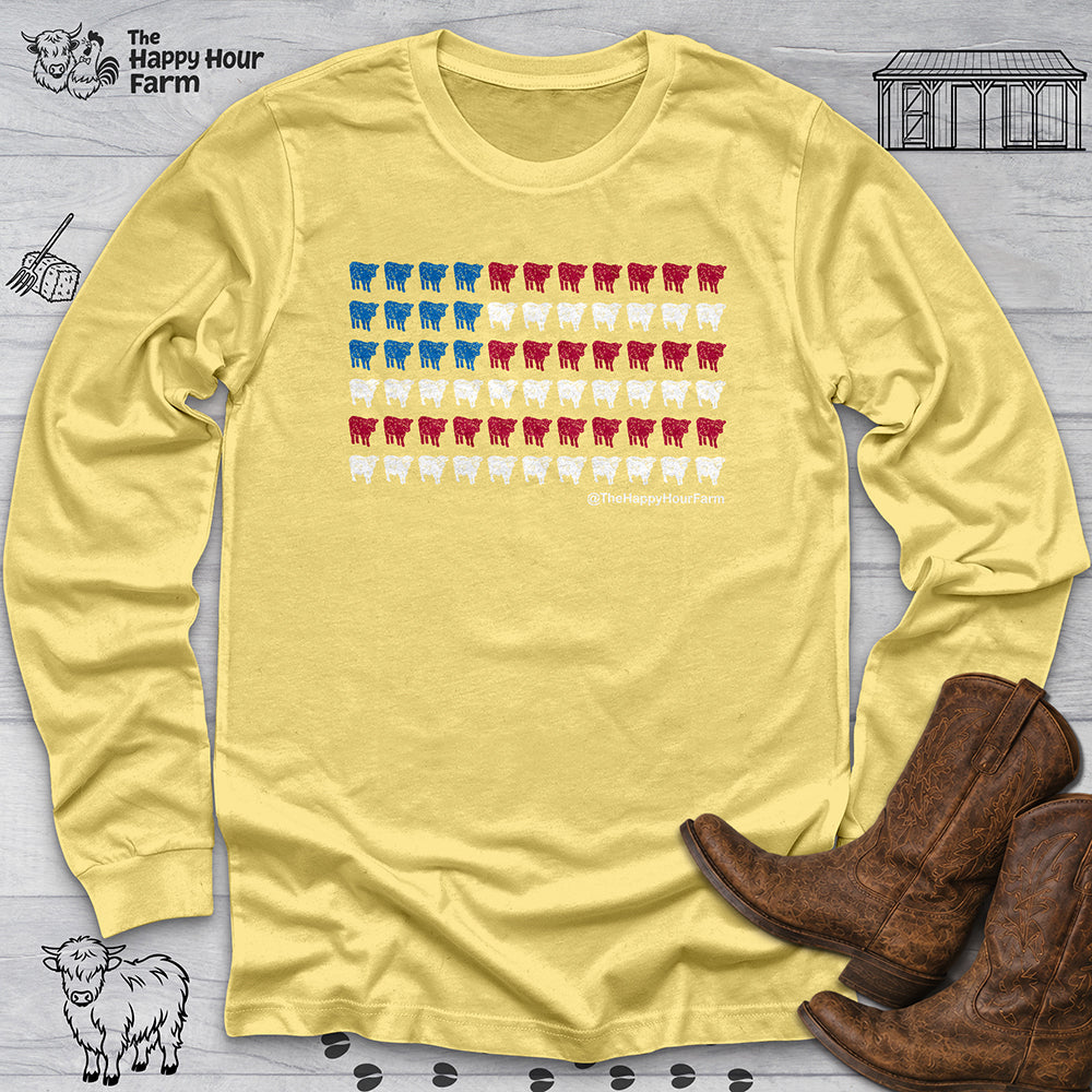 American Flag Cows Long Sleeve
