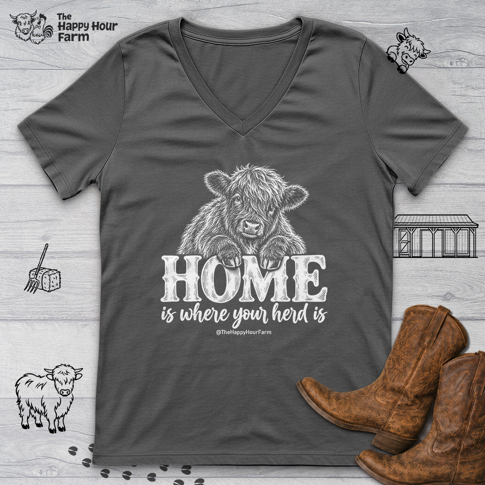 Home Is Where Your Herd Is V-Neck Tee