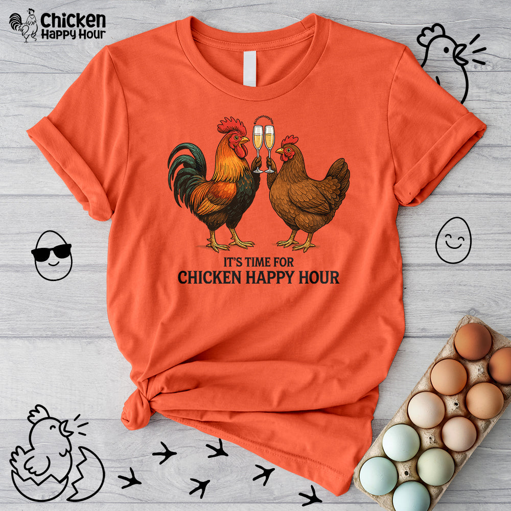 It’s Time for Chicken Happy Hour With Rooster and Hen Unisex Tee