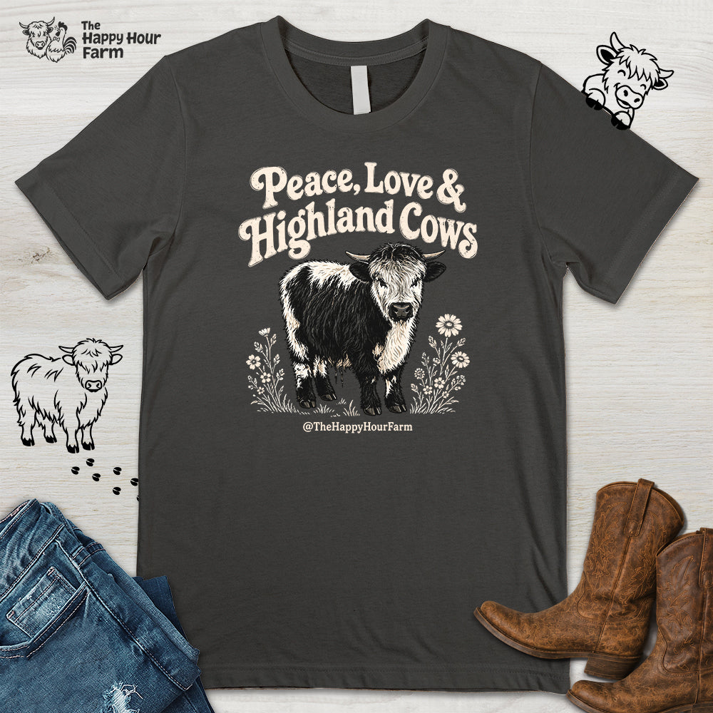 Peace, Love & Highland Cows Unisex Tee