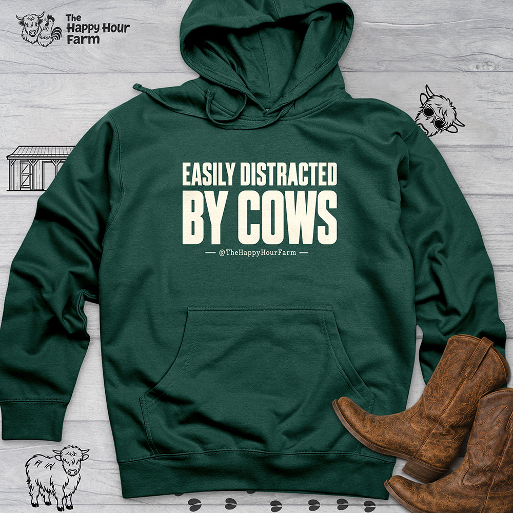 Easily Distracted by Cows Hooded Sweatshirt