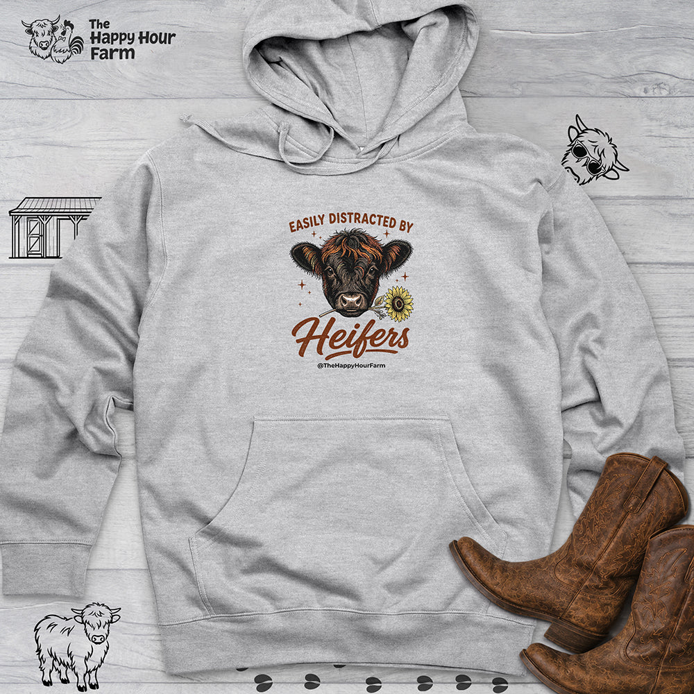 Easily Distracted by Heifer Hooded Sweatshirt
