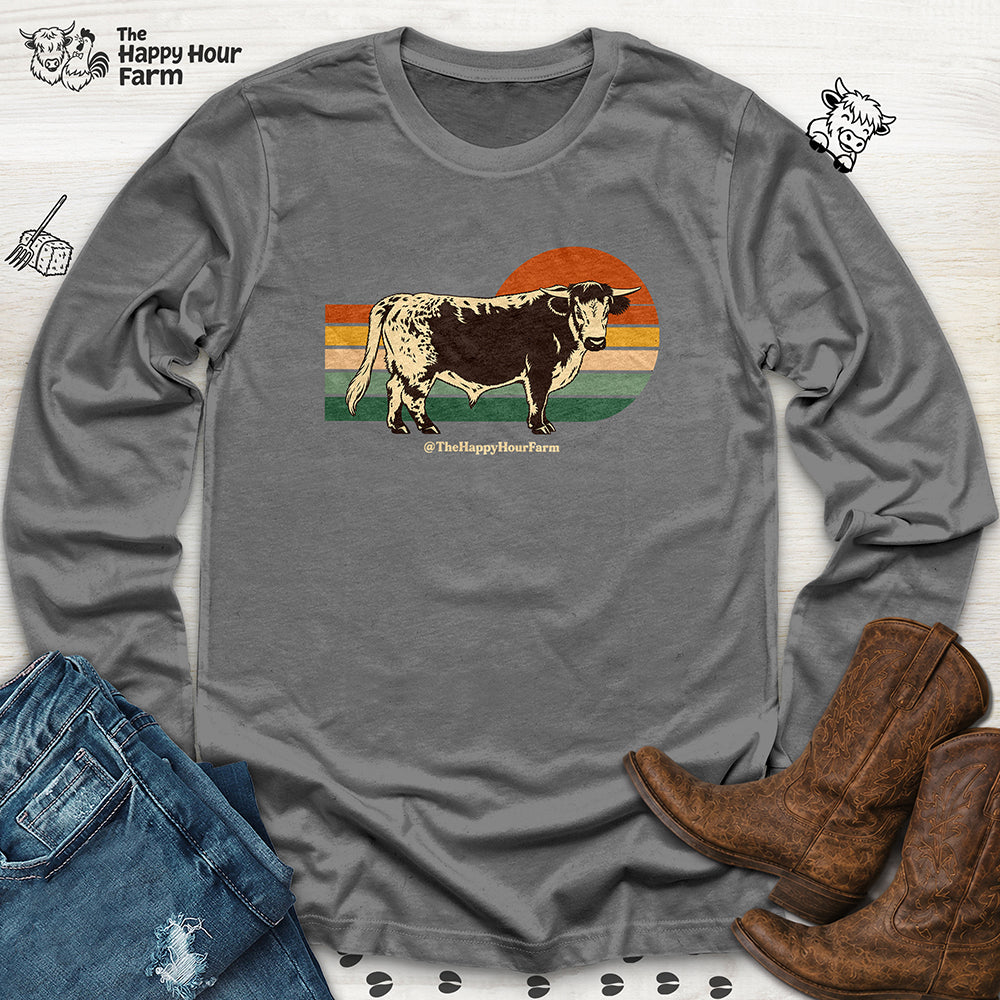 Retro Sunset Cow Long Sleeve
