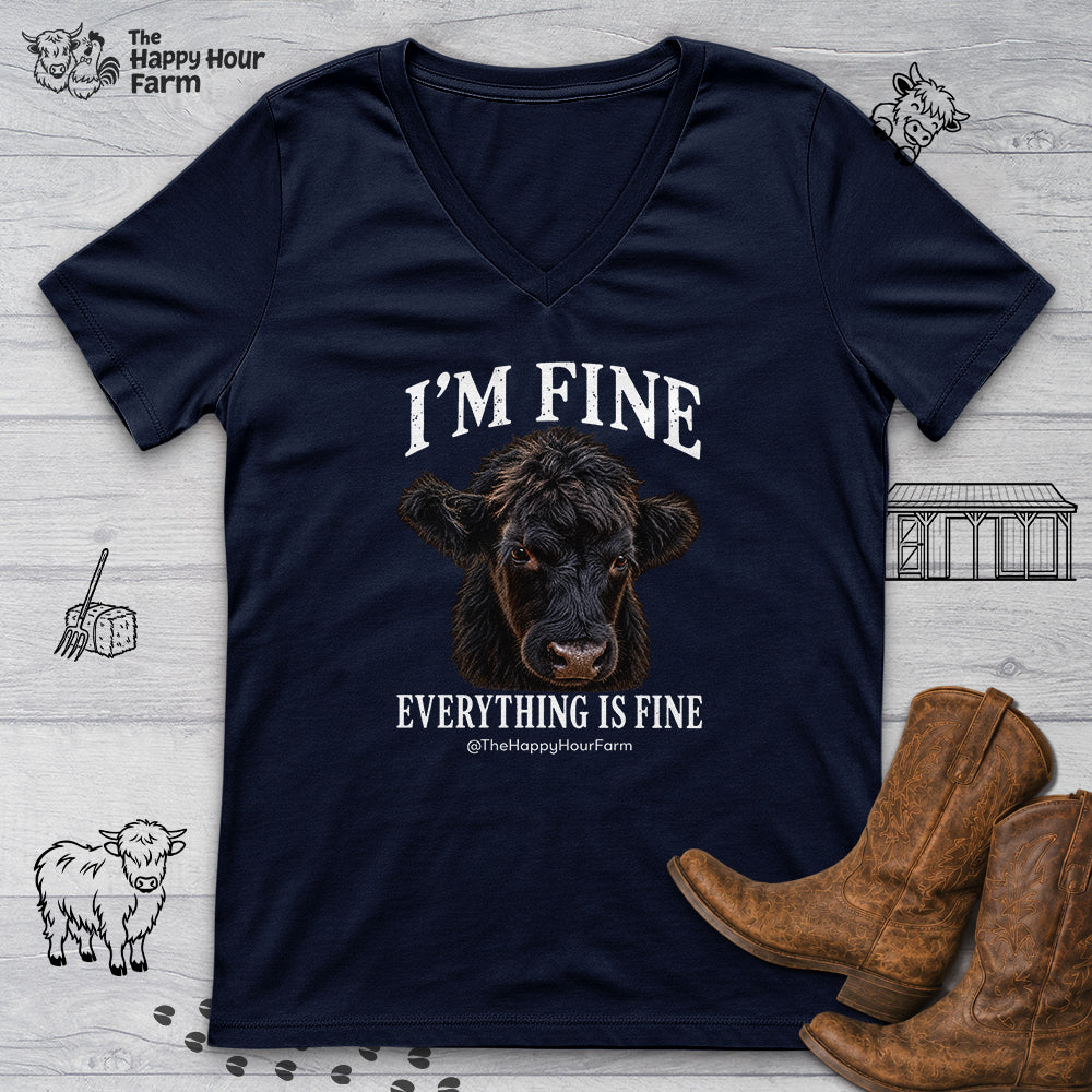 I'm Fine Everything Is Fine V-Neck Tee