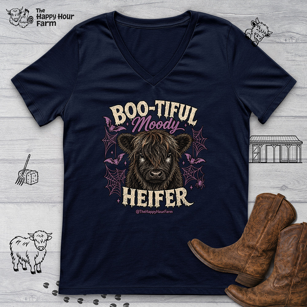 Bootiful Moody Heifer V-Neck Tee