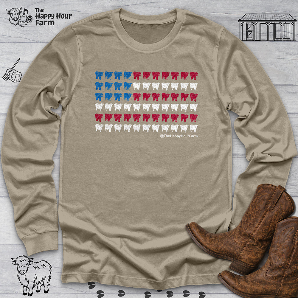 American Flag Cows Long Sleeve