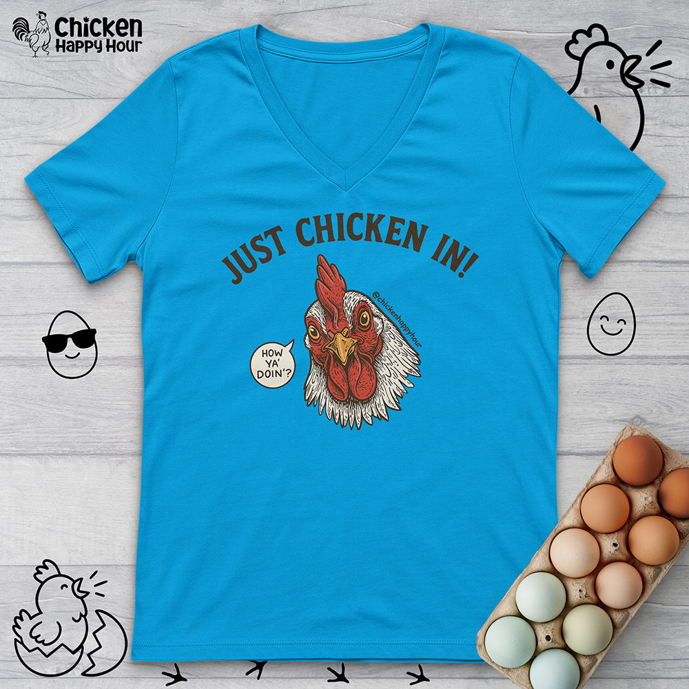 Just Chicken in! V-Neck Tee