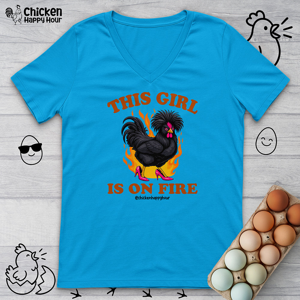 This Girl Is on Fire V-Neck Tee