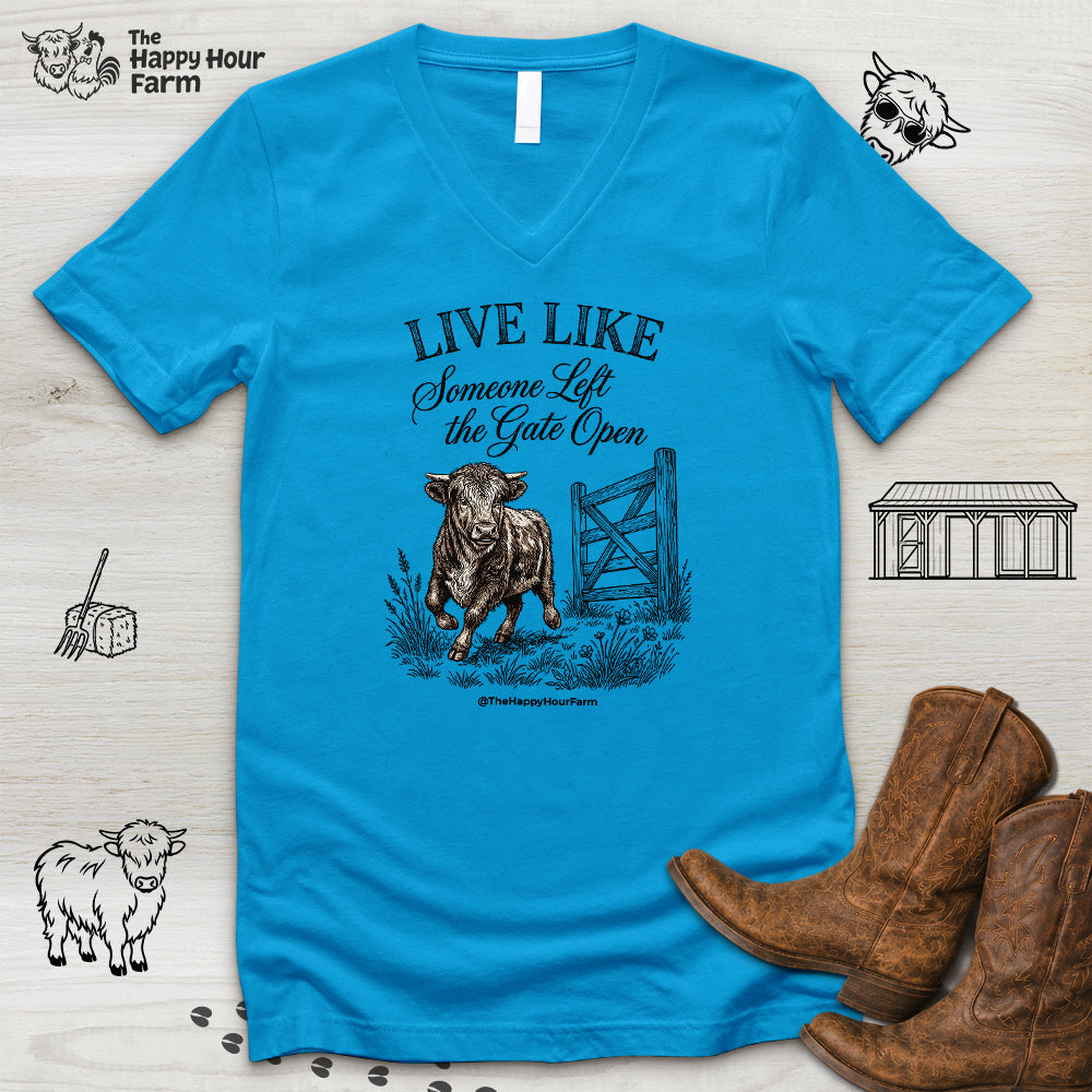 Live Like Someone Left the Gate Open V-Neck Tee