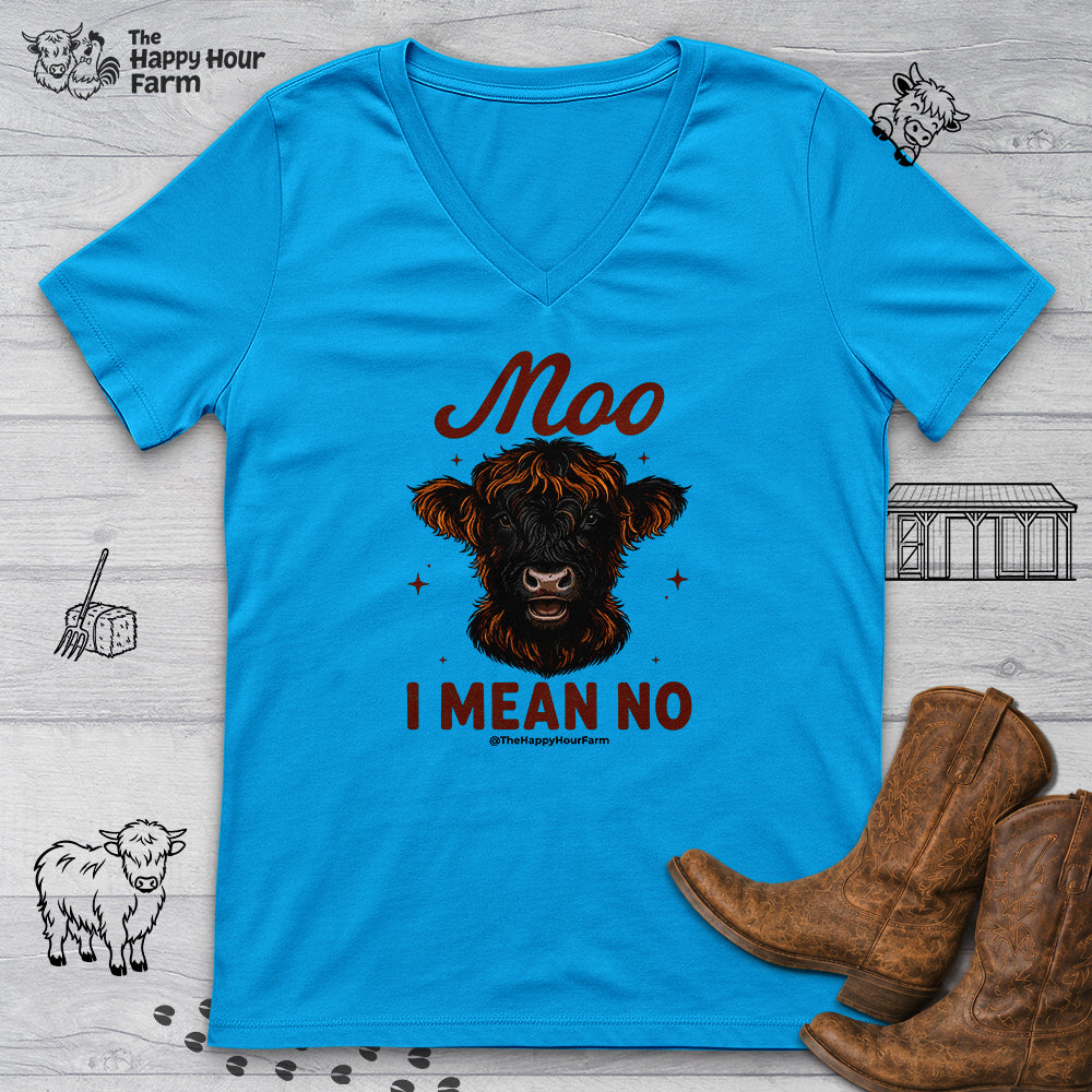 Moo I Mean No V-Neck Tee