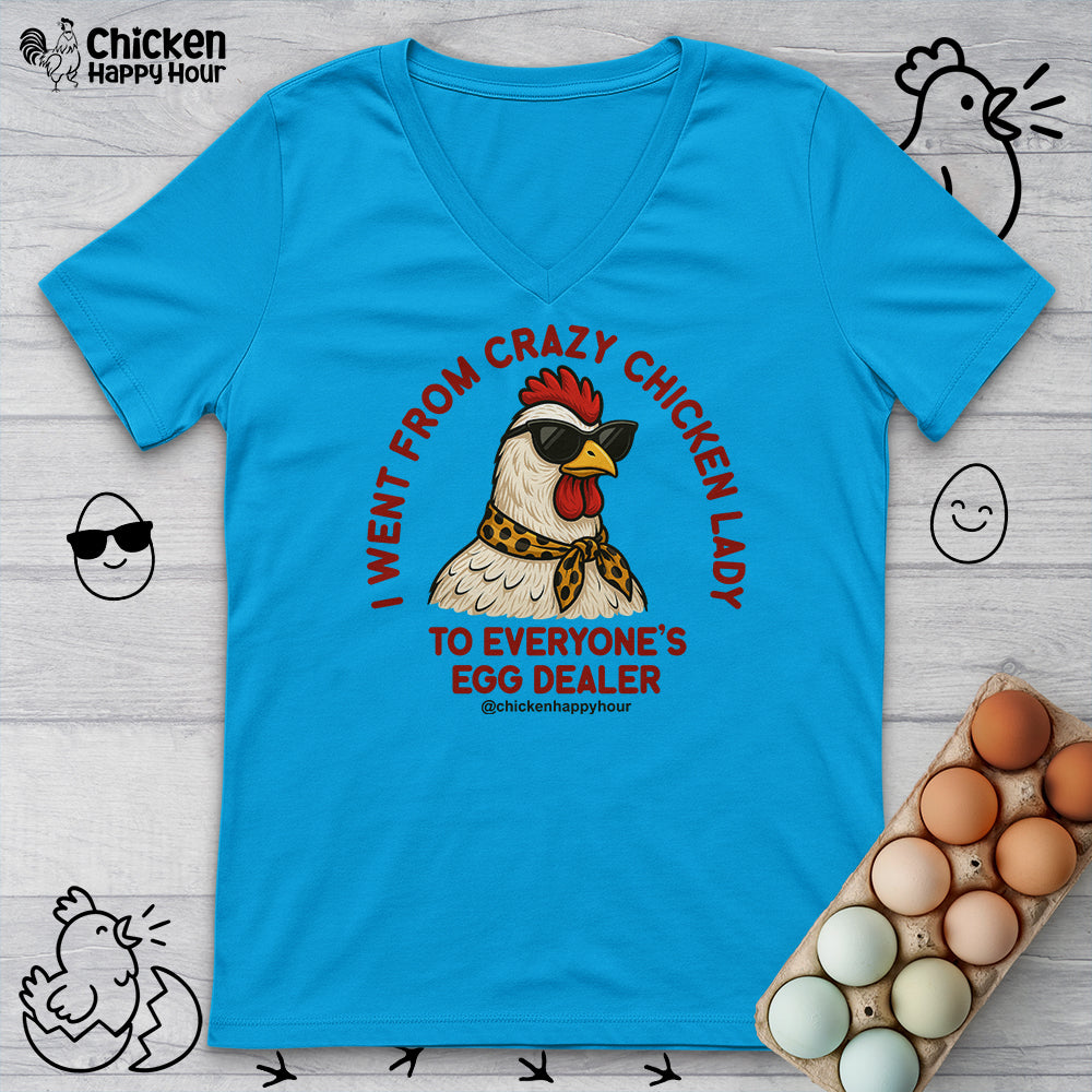 Went From Crazy Chicken Lady V-Neck Tee
