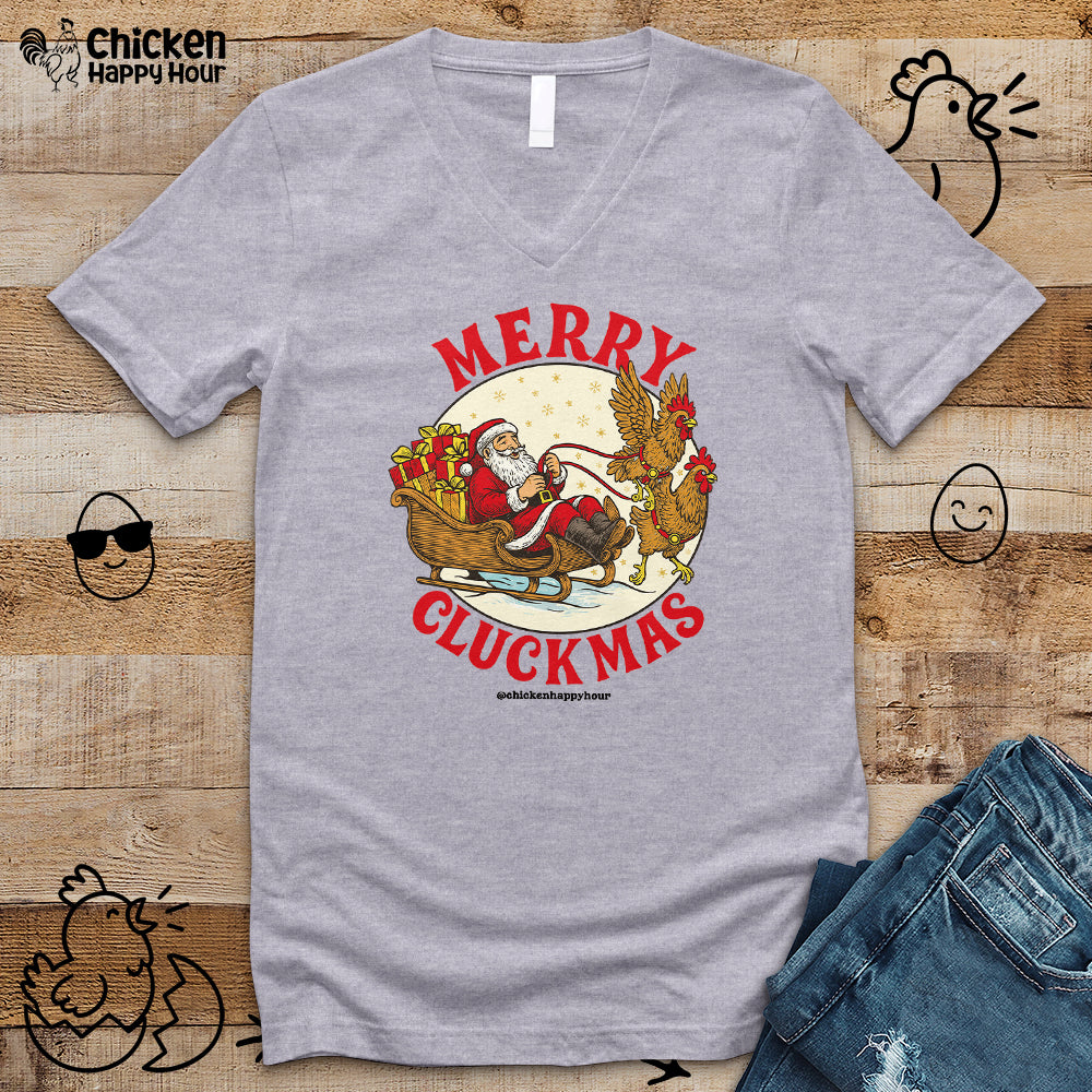 Merry Cluckmus V-Neck Tee