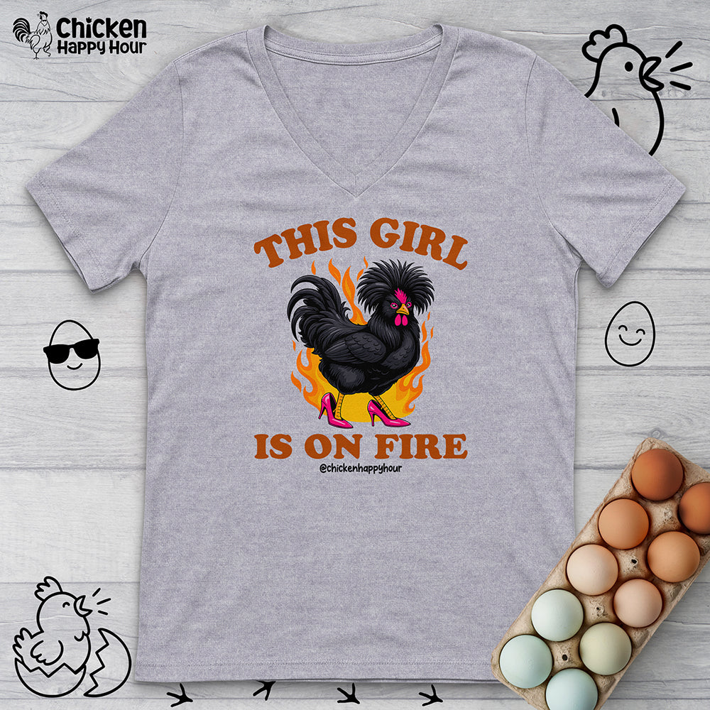 This Girl Is on Fire V-Neck Tee