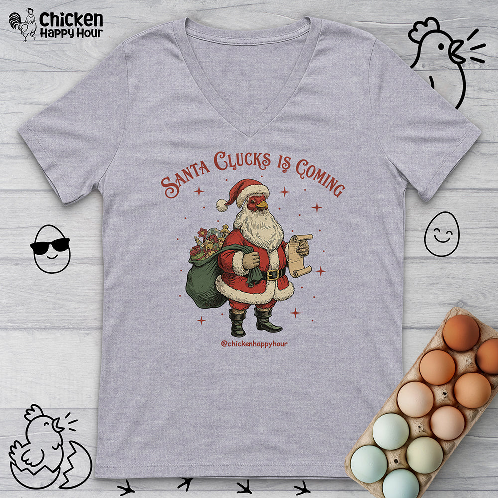 Santa Clucks Is Coming V-Neck Tee