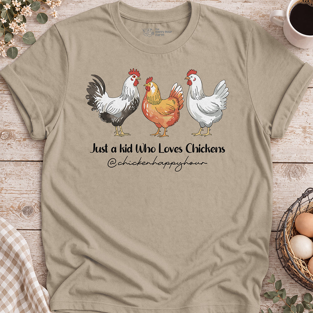 Just a Kid Who Loves Chickens Unisex Tee