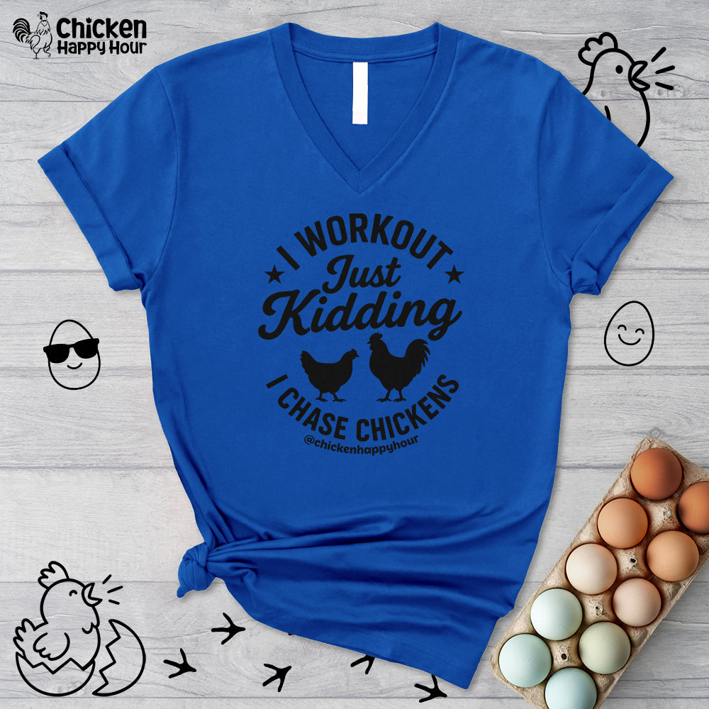 I Workout Just Kidding V-Neck Tee