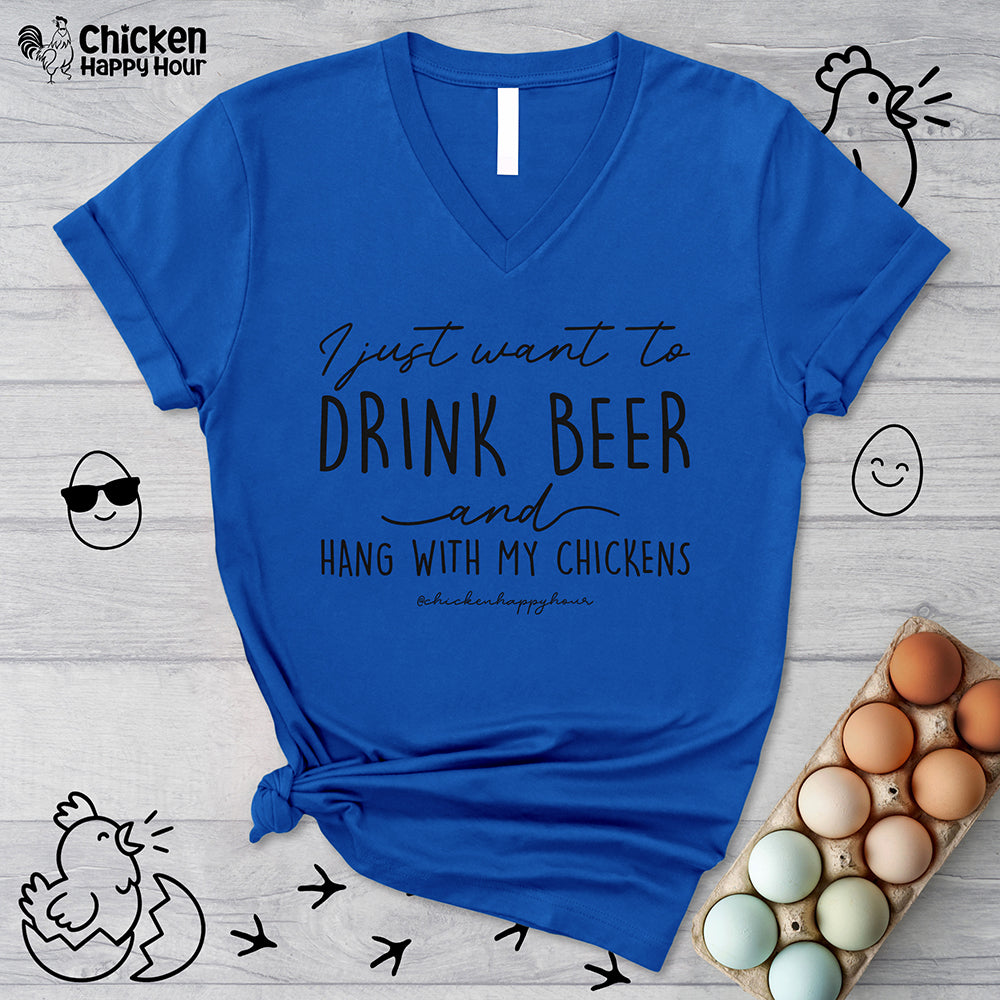 I Just Want to Drink Beer V-Neck Tee