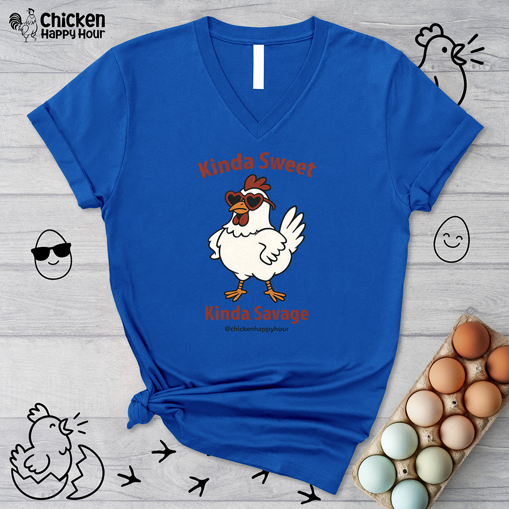 Kinda Sweet Kinda Savage V-Neck Tee