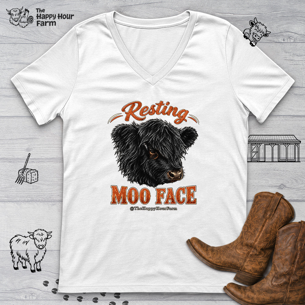 Resting MOO FACE V-Neck Tee