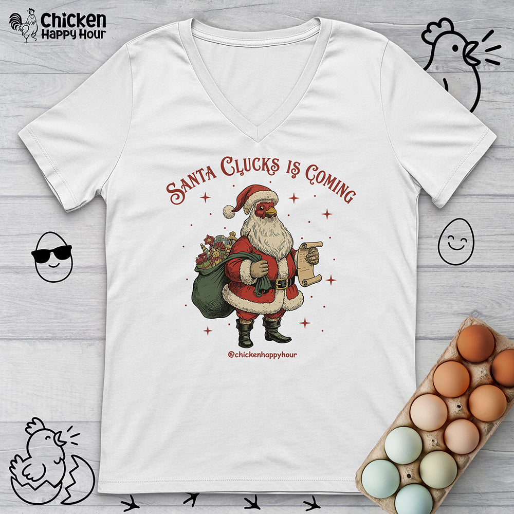 Santa Clucks Is Coming V-Neck Tee