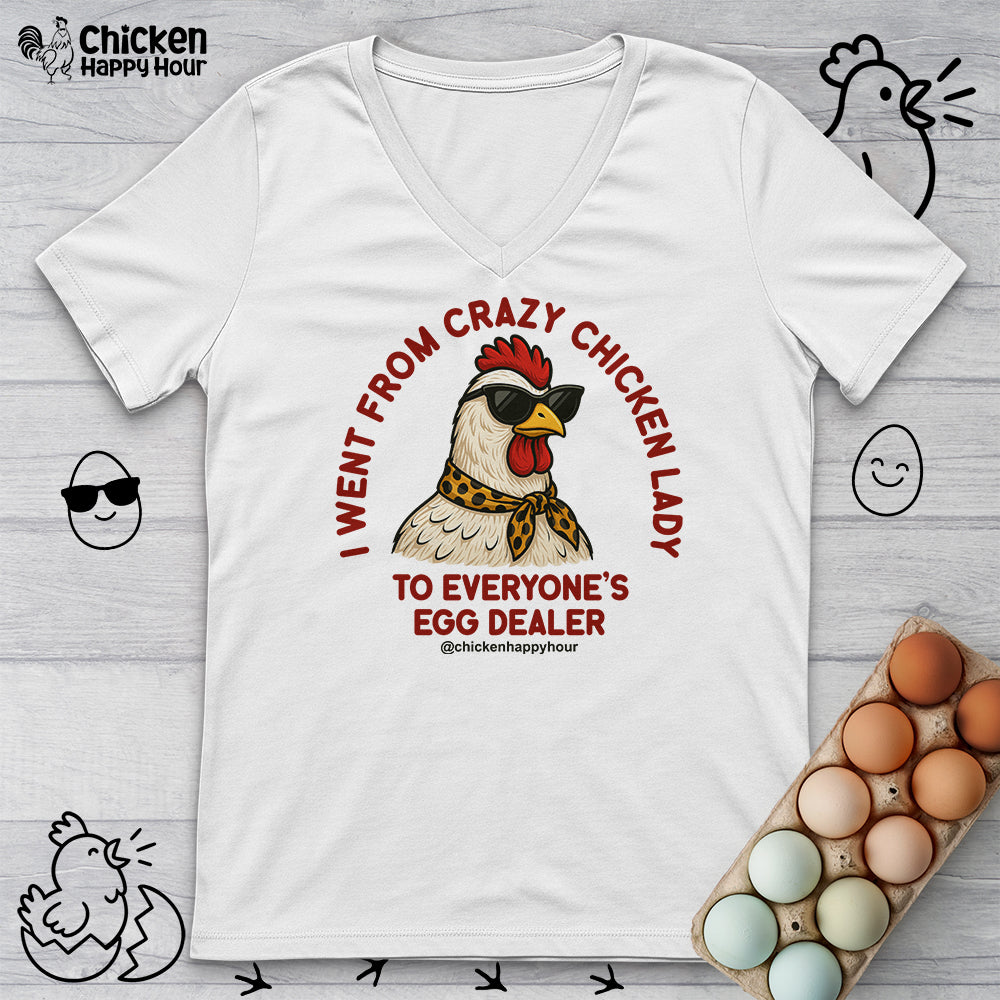 Went From Crazy Chicken Lady V-Neck Tee