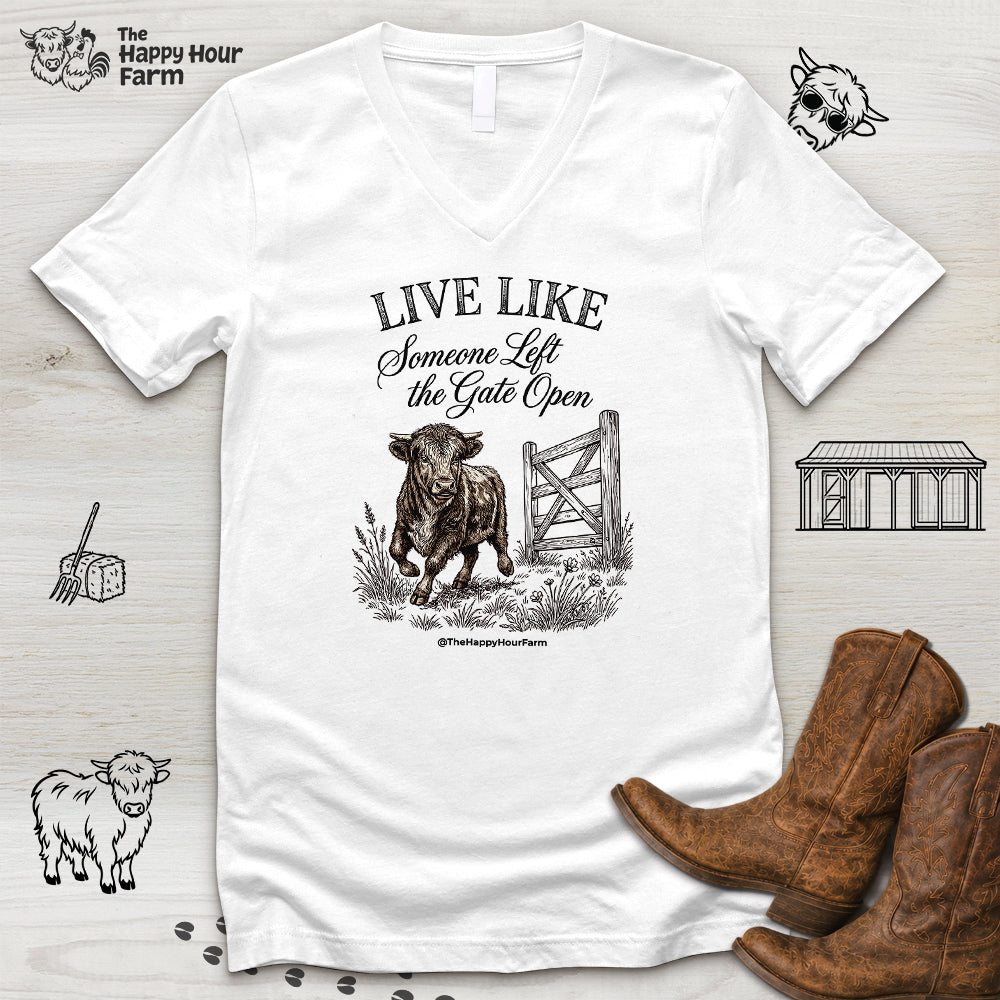 Live Like Someone Left the Gate Open V-Neck Tee