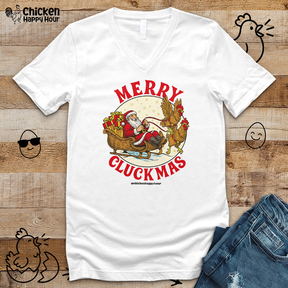 Merry Cluckmus V-Neck Tee