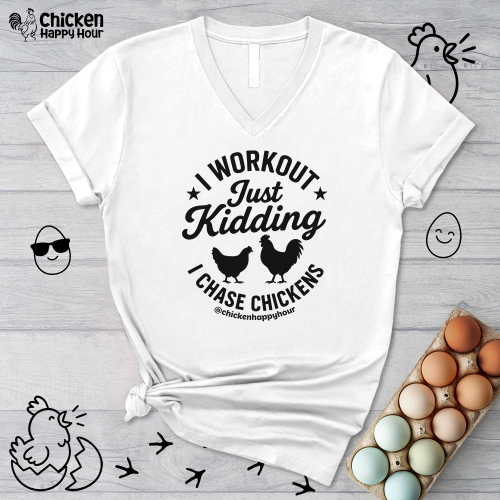 I Workout Just Kidding V-Neck Tee