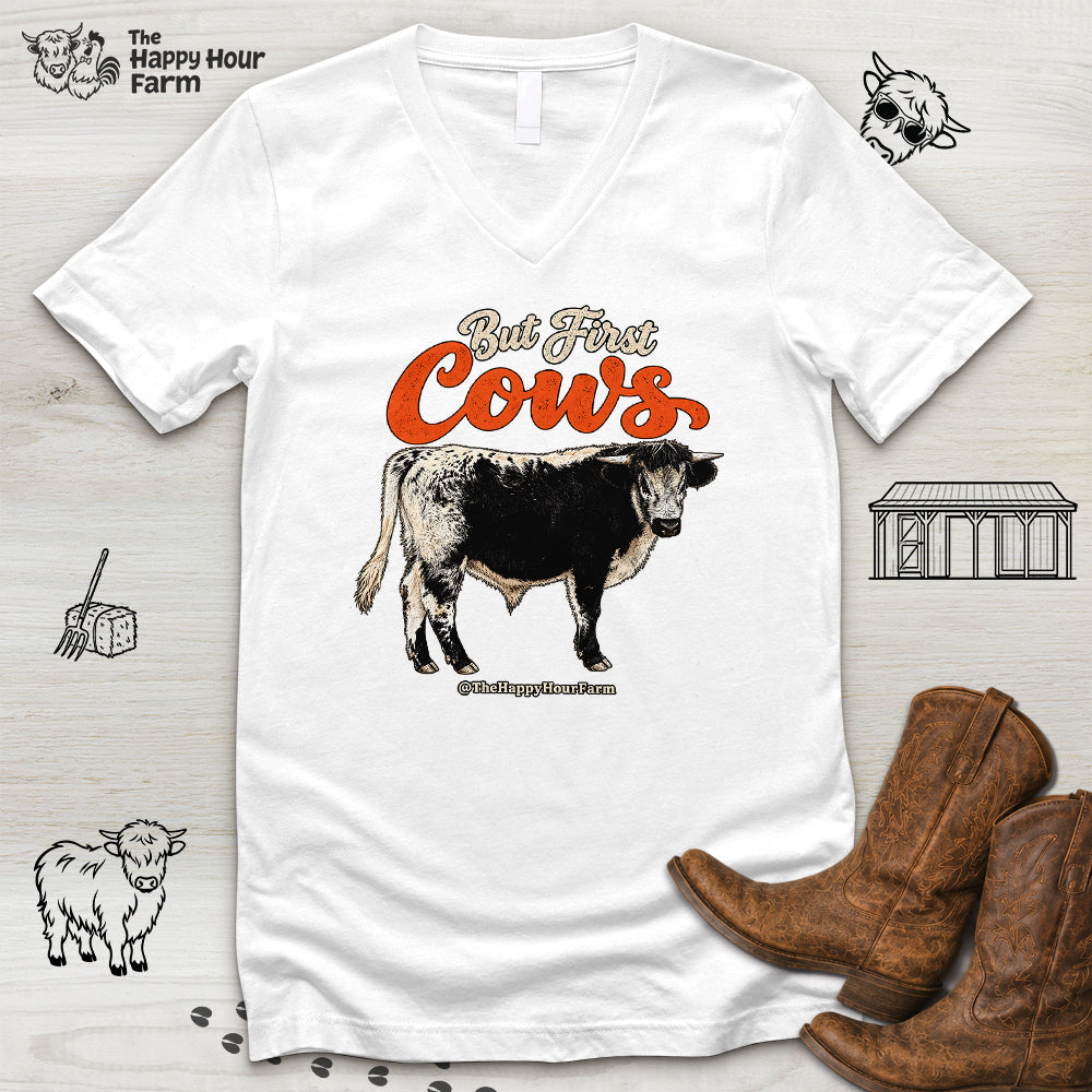 But First Cows V-Neck Tee