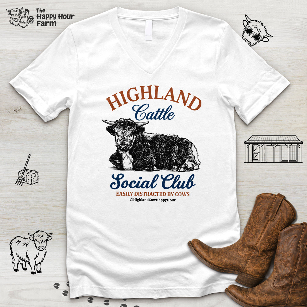 Highland Cattle Social Club V-Neck Tee