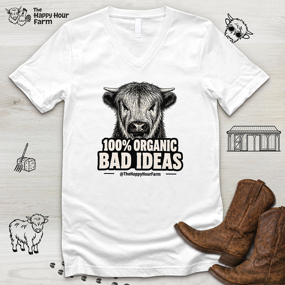 100% Organic Bad Ideas V-Neck Tee