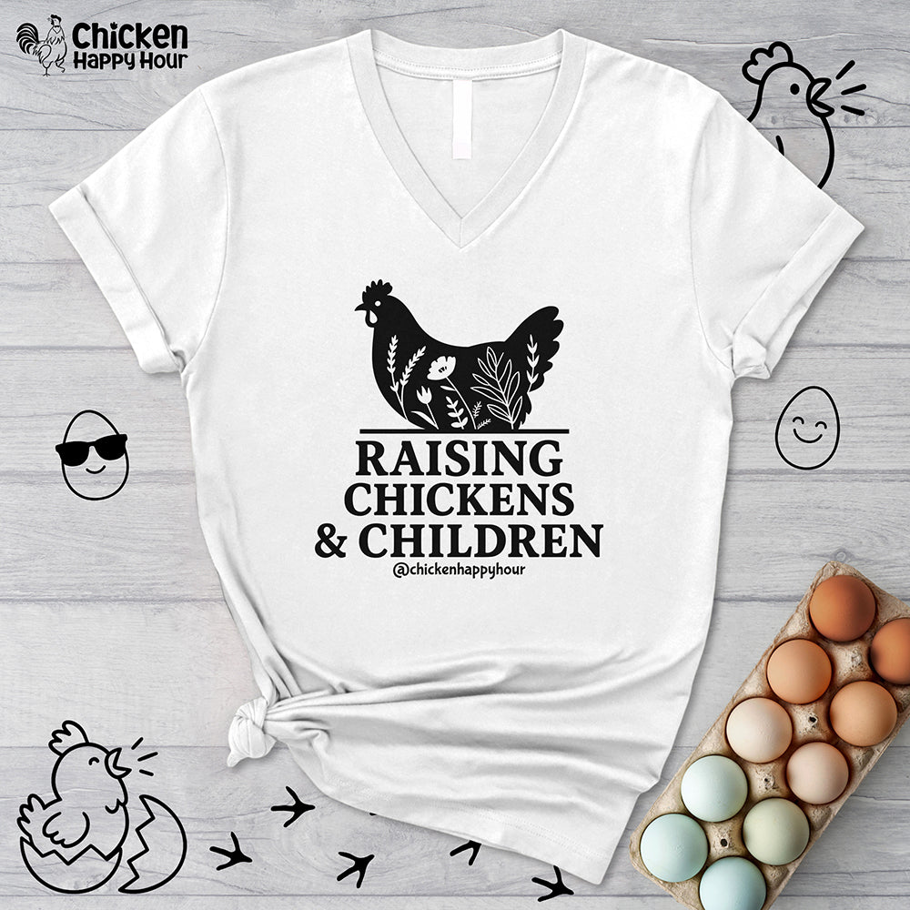 Raising Chickens & Children V-Neck Tee