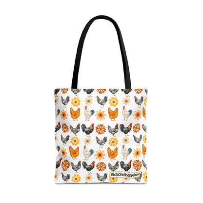 Chicken With Flowers Tote Bag
