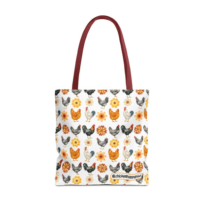 Chicken With Flowers Tote Bag