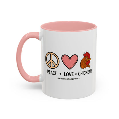 Peace Love Chickens Coffee Mug