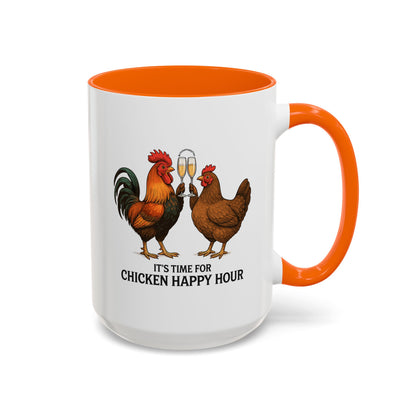 It’s Time for Chicken Happy Hour With  Rooster and Hen Coffee Mug