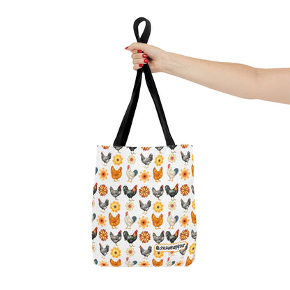 Chicken With Flowers Tote Bag